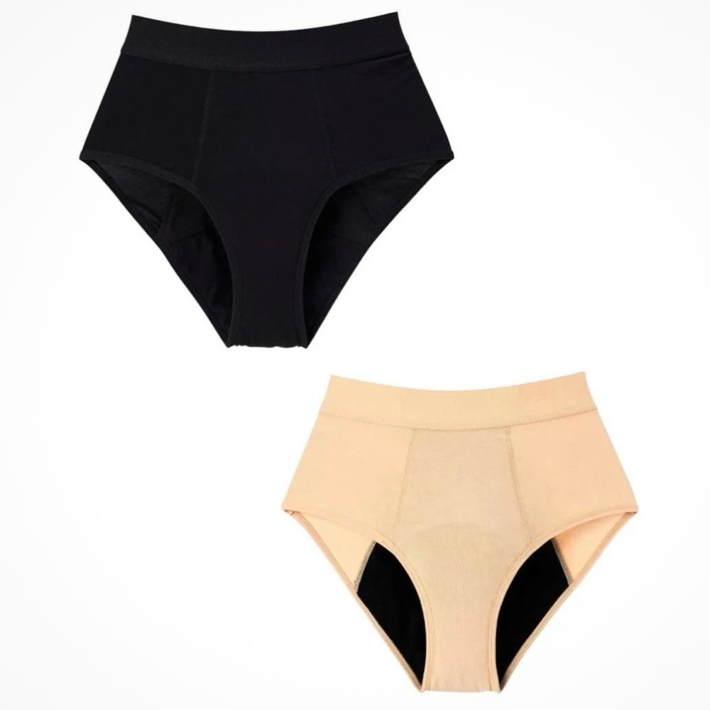 Rhonda Shear Women's 2-pack Shear BambooBlend Brief Panty Black/Beige NWOT